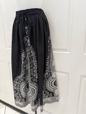 Black & White Printed Boho Maxi Skirt M